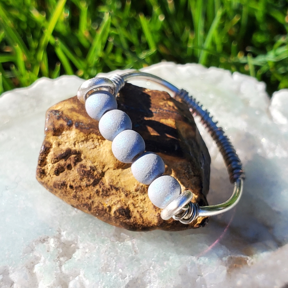 Boho Silver Wire Matte Moonstone Ring - image 4
